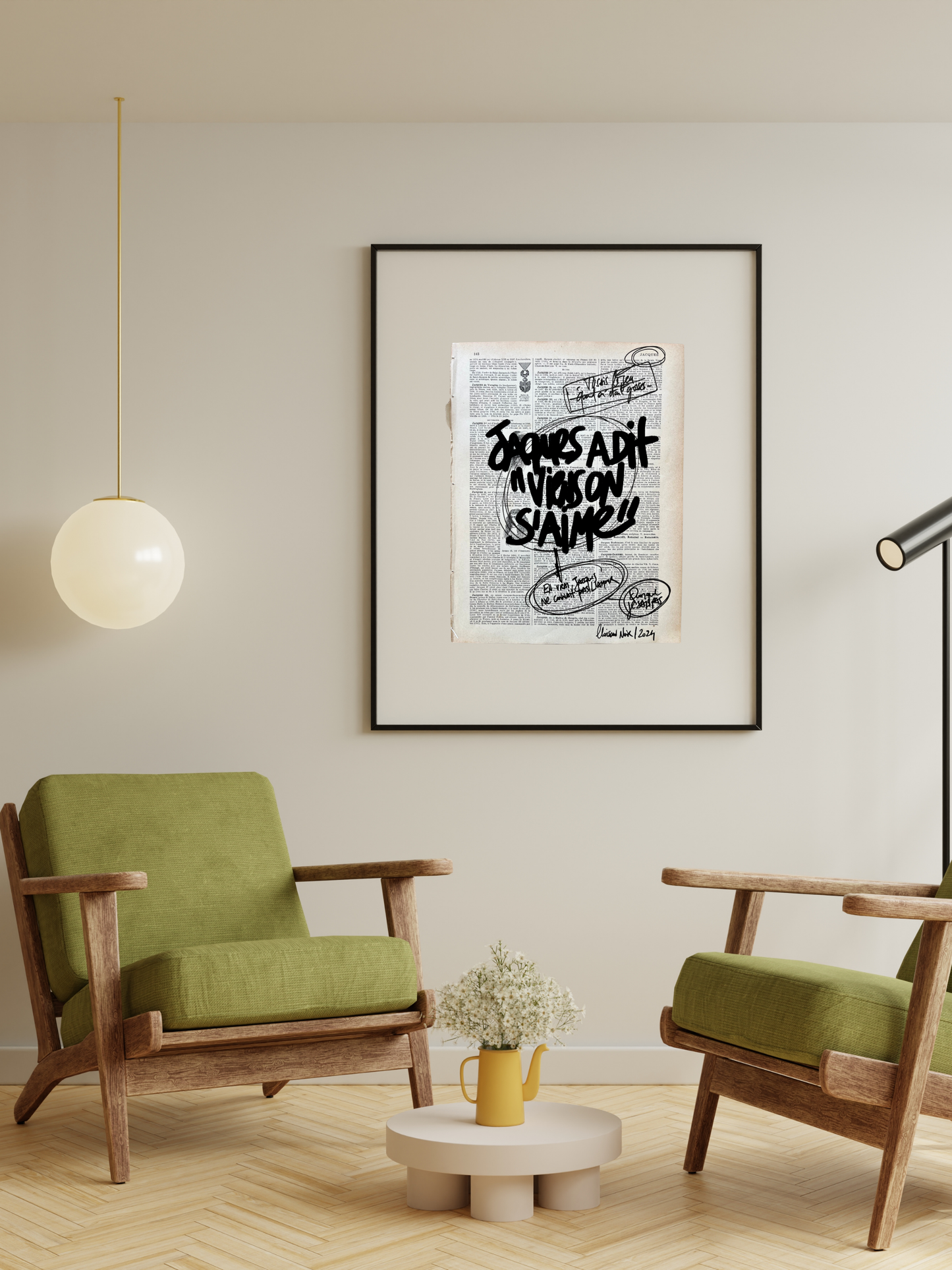 Original poster / Frame "Jacques said Come on, let's love each other"