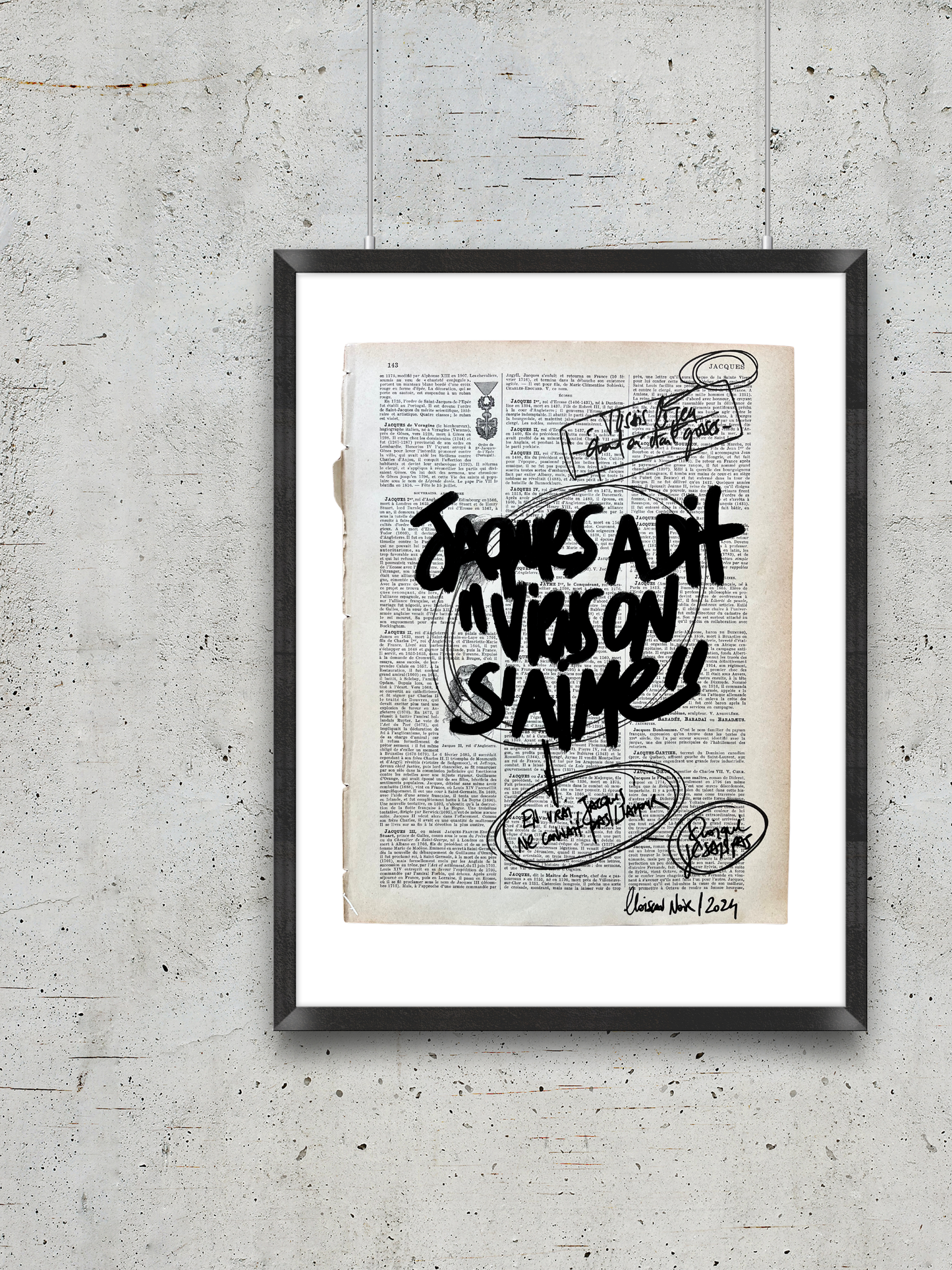 Original poster / Frame "Jacques said Come on, let's love each other"