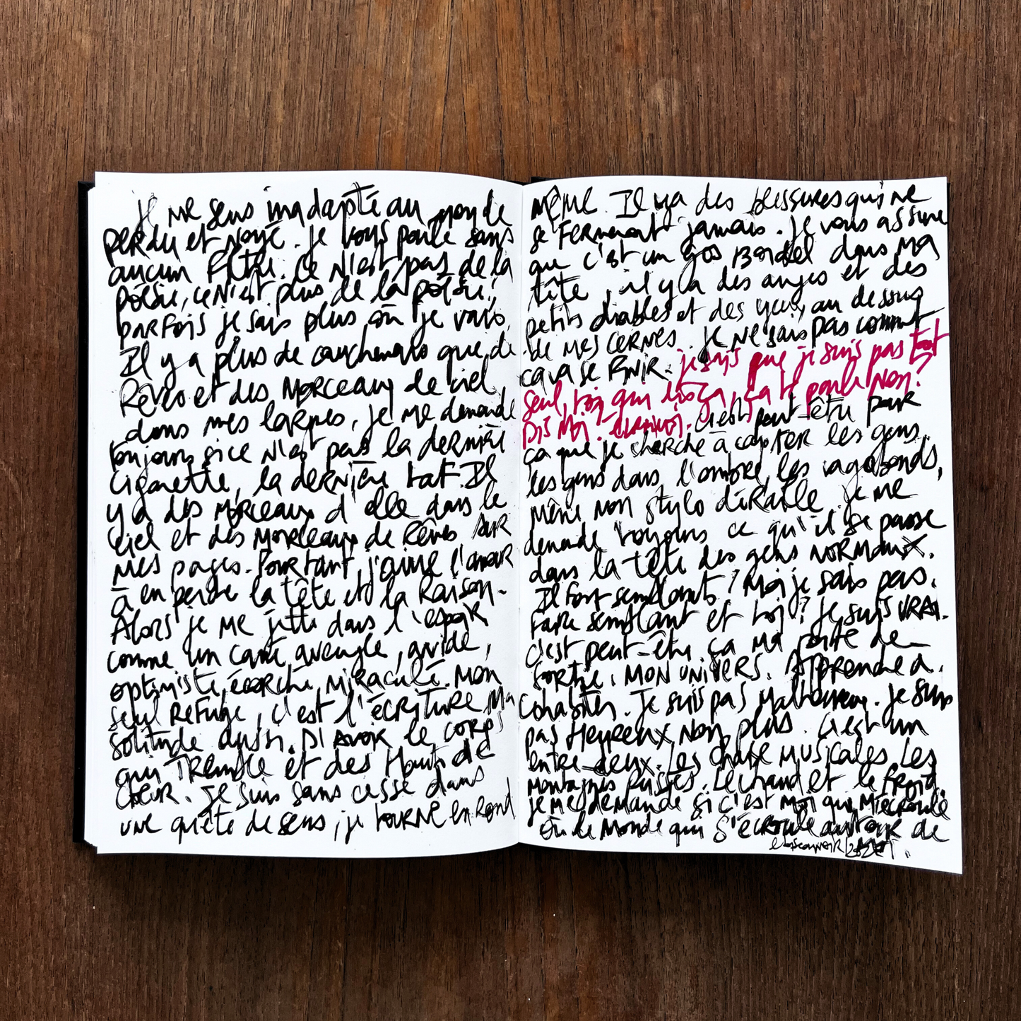 Carnet d'écriture et de croquis personnalisé avec textes originaux de l'artiste