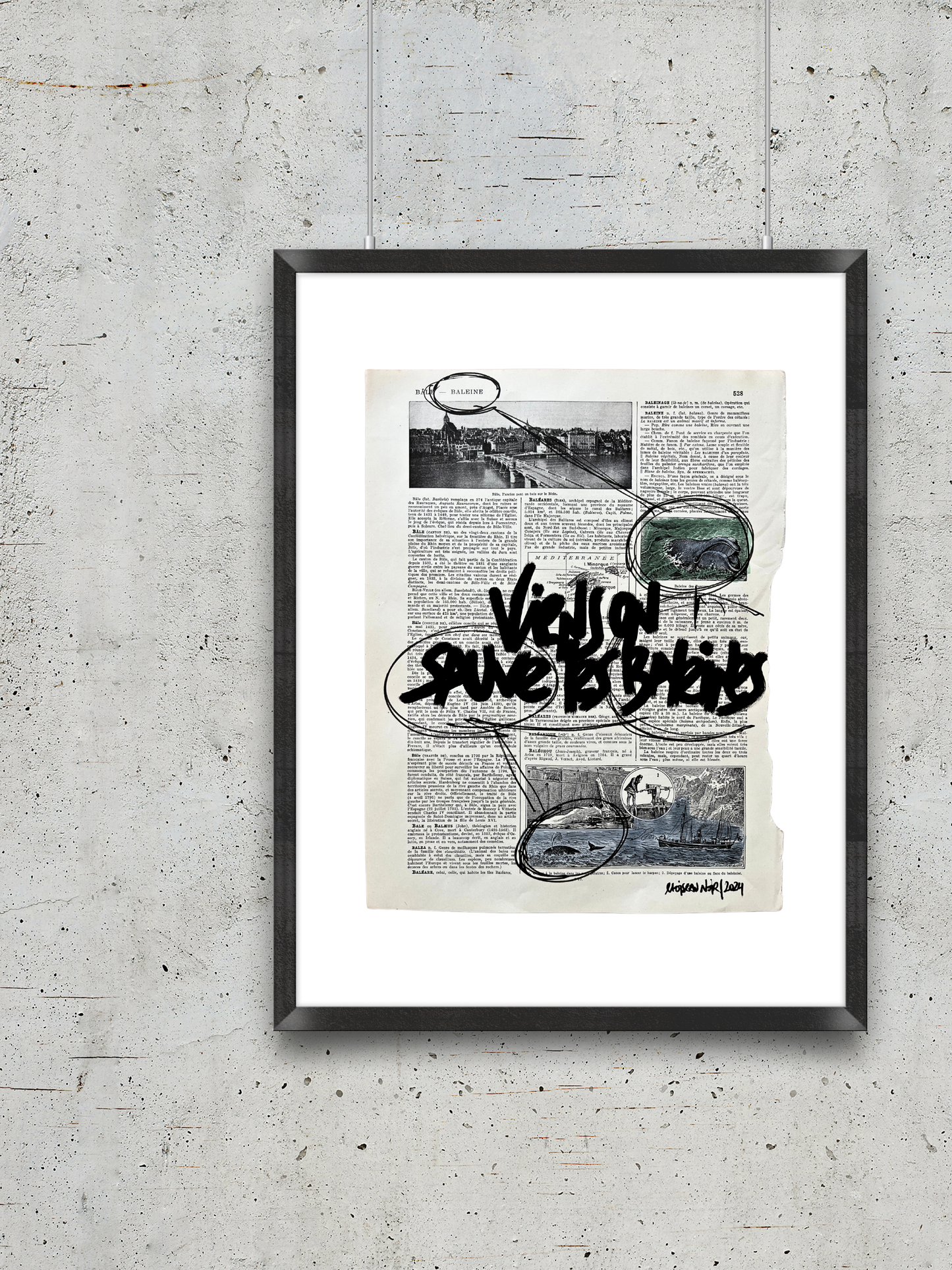 Affiche originale / Cadre "Viens on sauve les baleines"