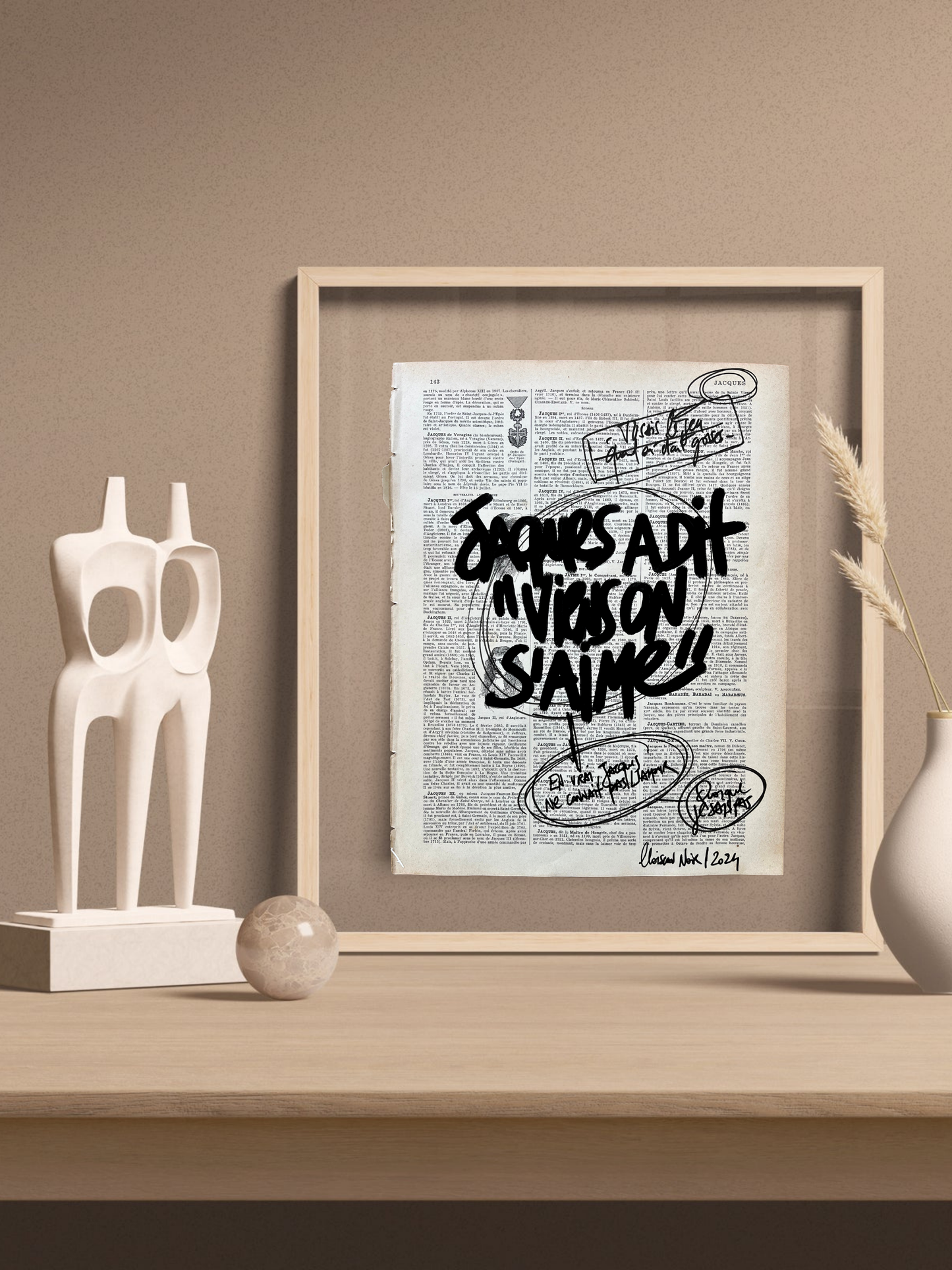 Original poster / Frame "Jacques said Come on, let's love each other"