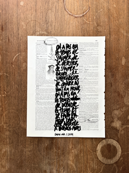 Affiche originale en prose / Cadre "Cette vieille auberge"