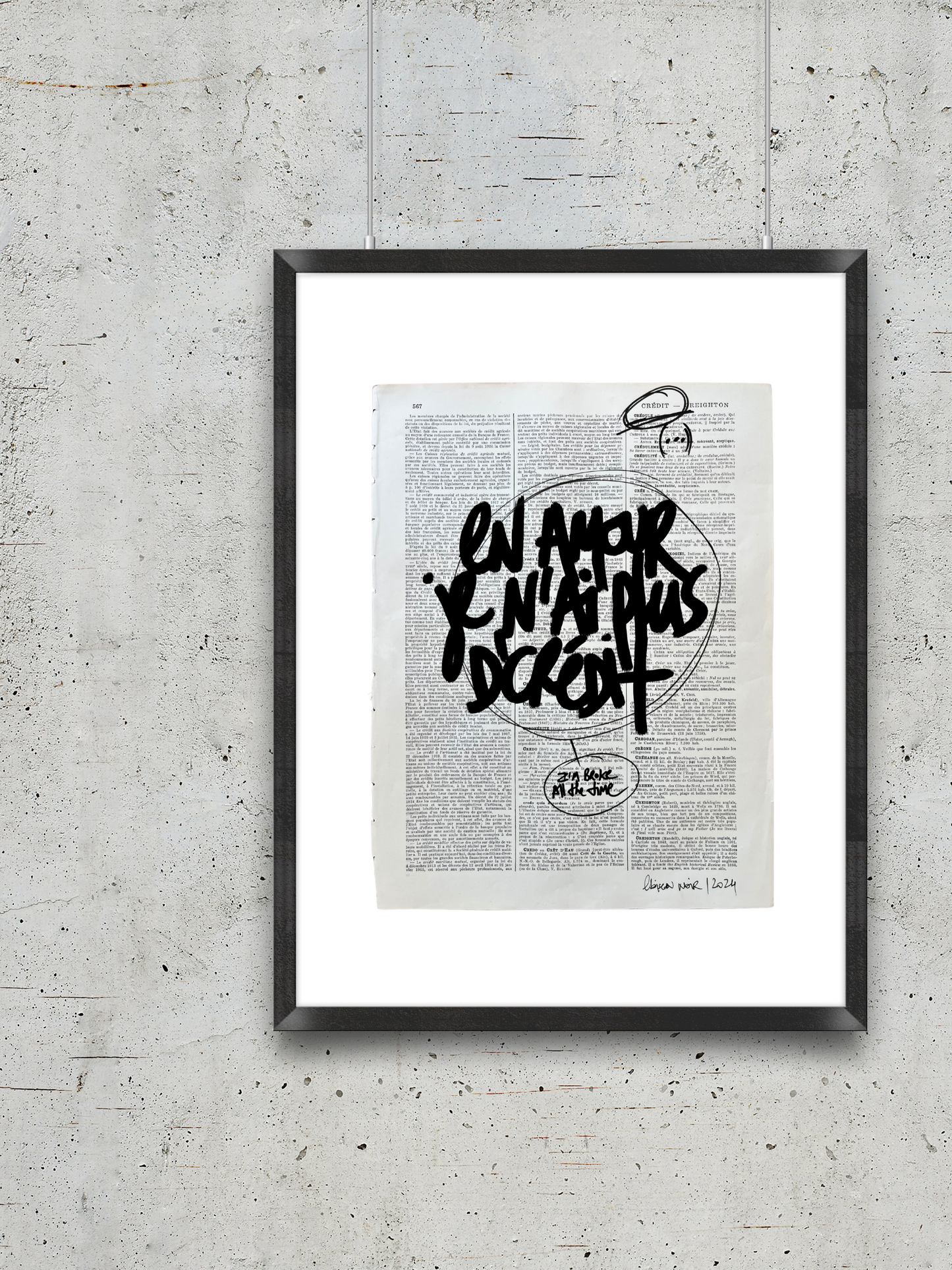 Original poster / Frame "In love I have no more credit"