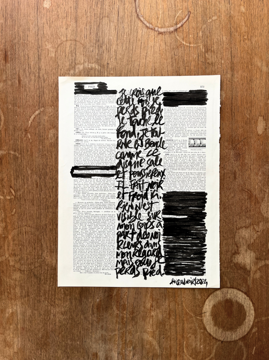 Affiche originale en prose / Cadre "Je perds pied"