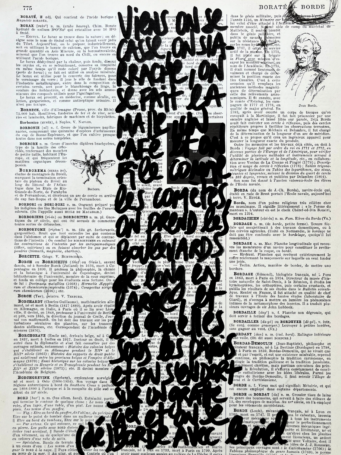 Affiche originale en prose / Cadre "Un café et on s'arrache"