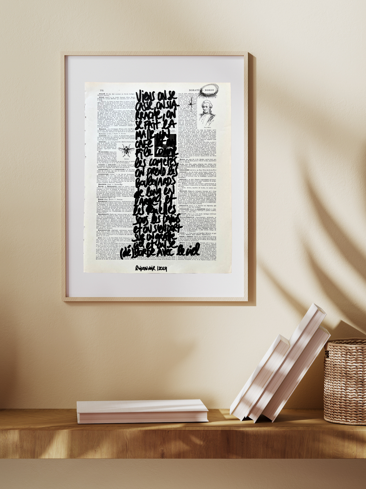 Affiche originale en prose / Cadre "Un café et on s'arrache"