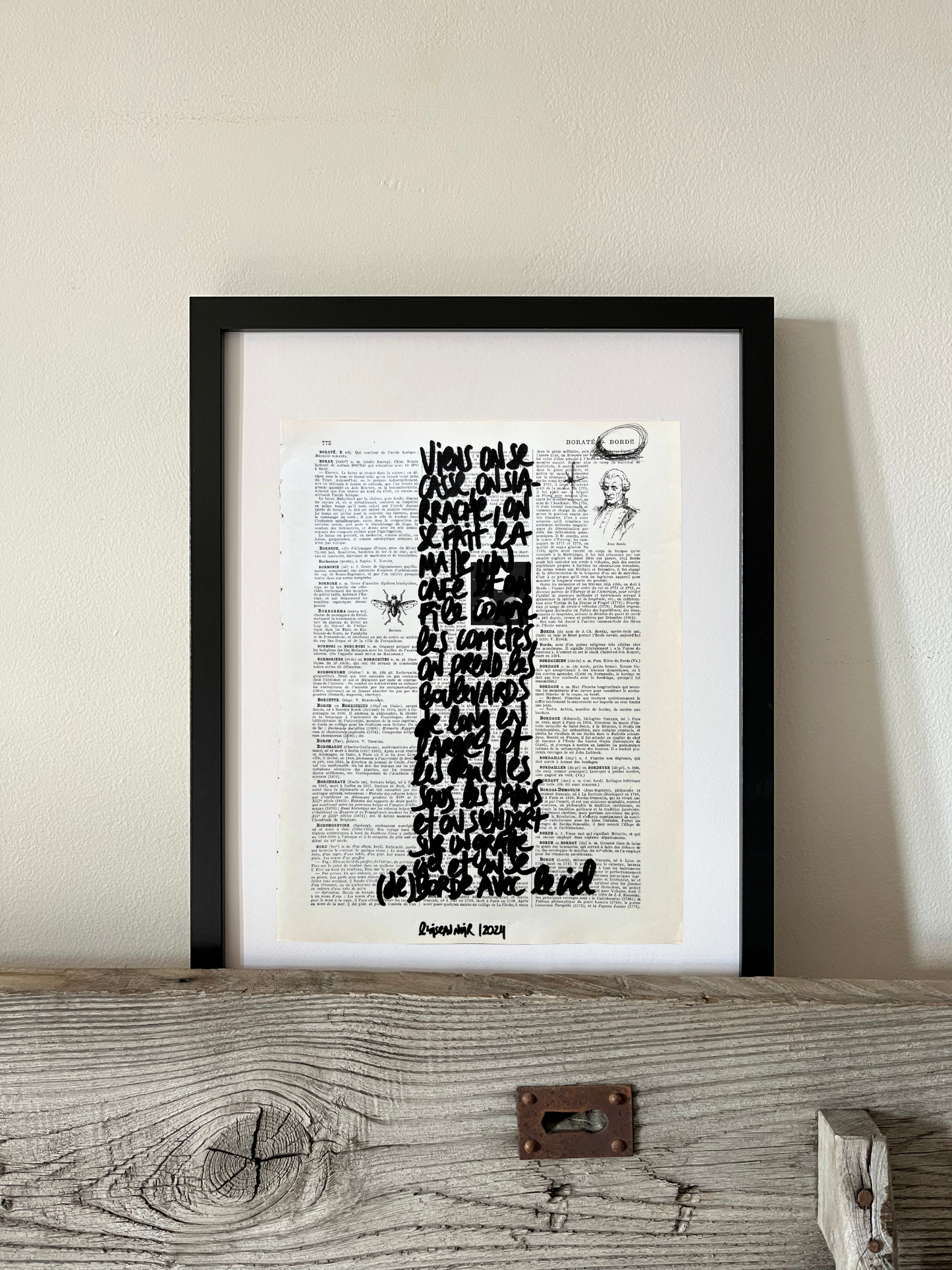 Affiche originale en prose / Cadre "Un café et on s'arrache"