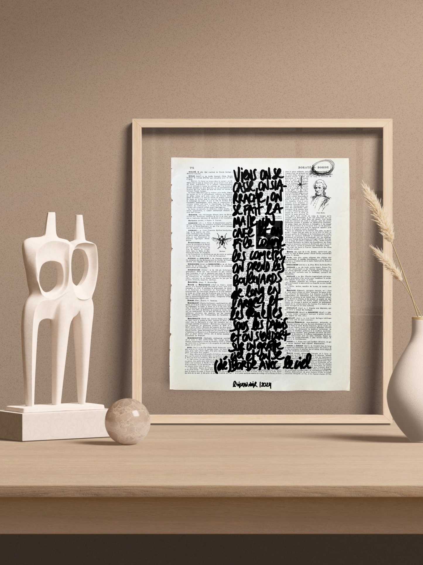 Affiche originale en prose / Cadre "Un café et on s'arrache"
