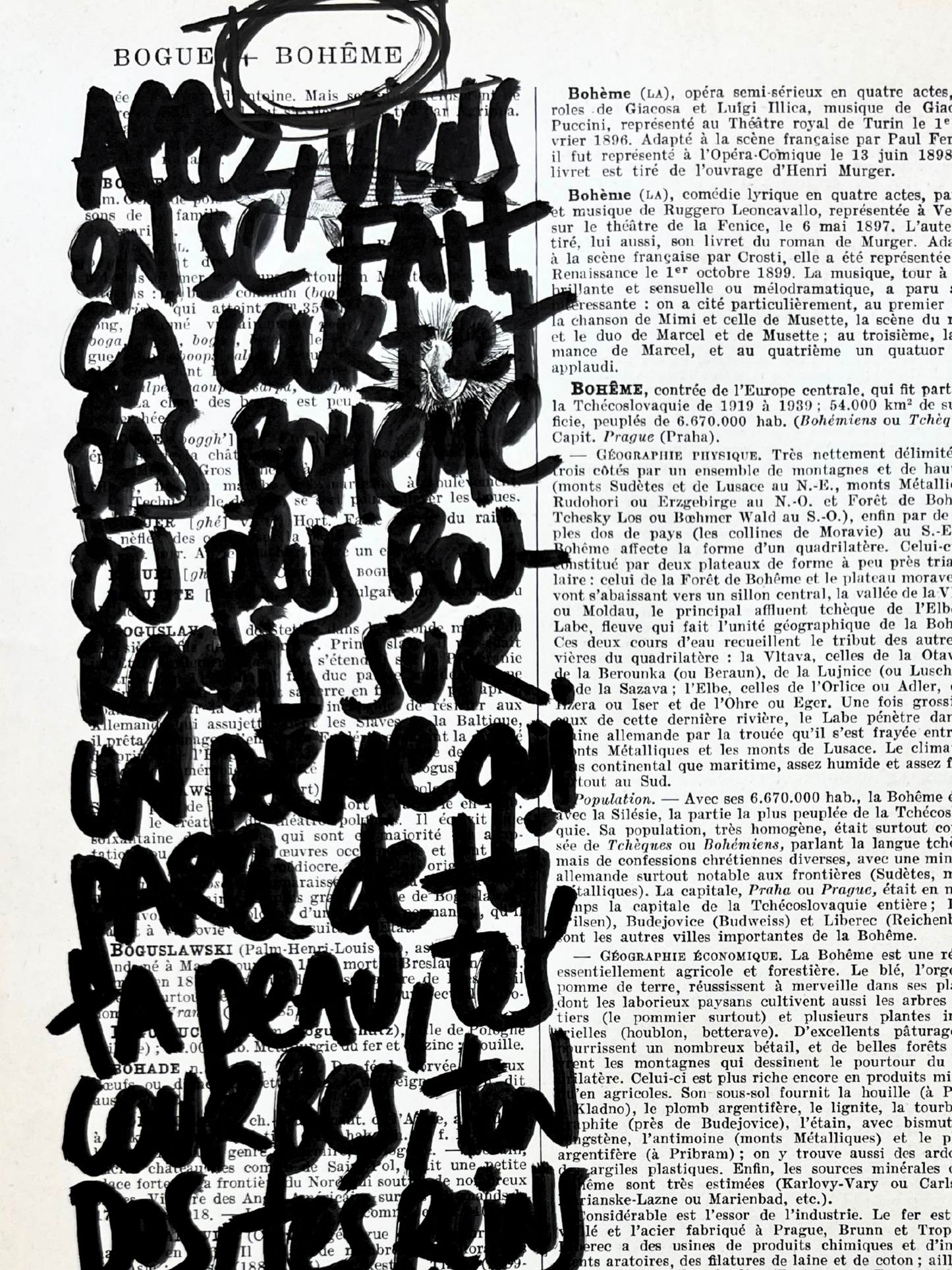 Affiche originale en prose / Cadre "Pas bohème"