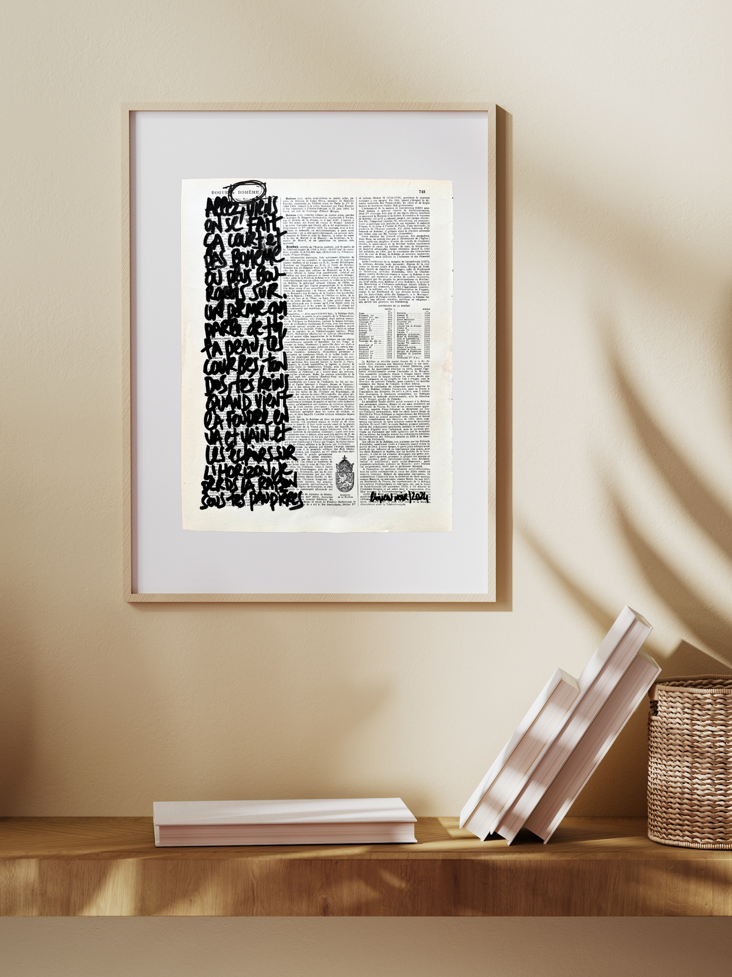 Affiche originale en prose / Cadre "Pas bohème"