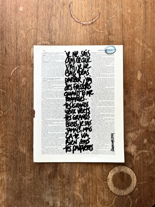 Affiche originale en prose / Cadre "Tes grands yeux verts"