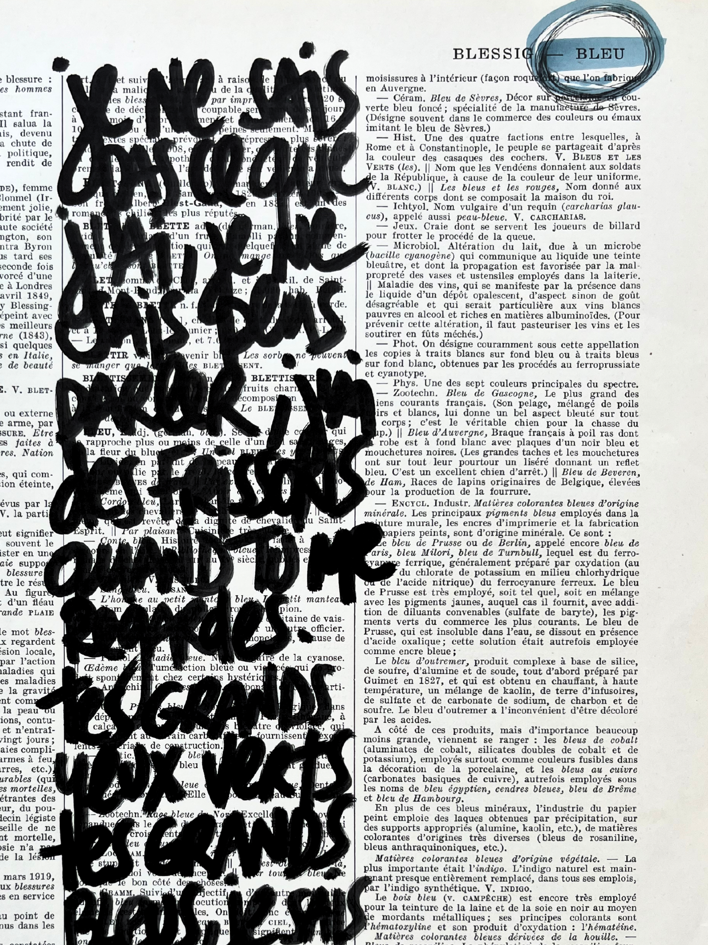 Affiche originale en prose / Cadre "Tes grands yeux verts"