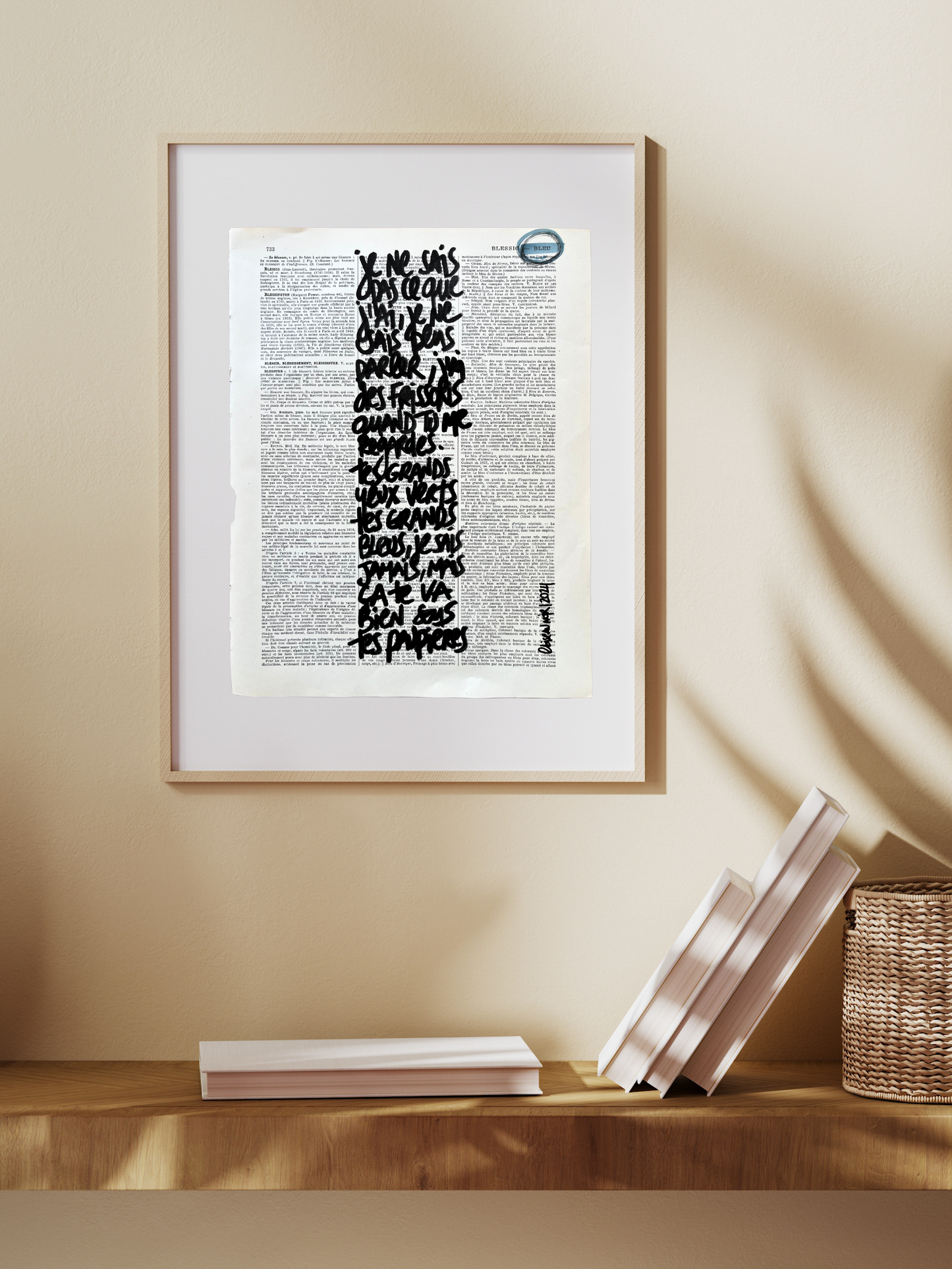 Affiche originale en prose / Cadre "Tes grands yeux verts"