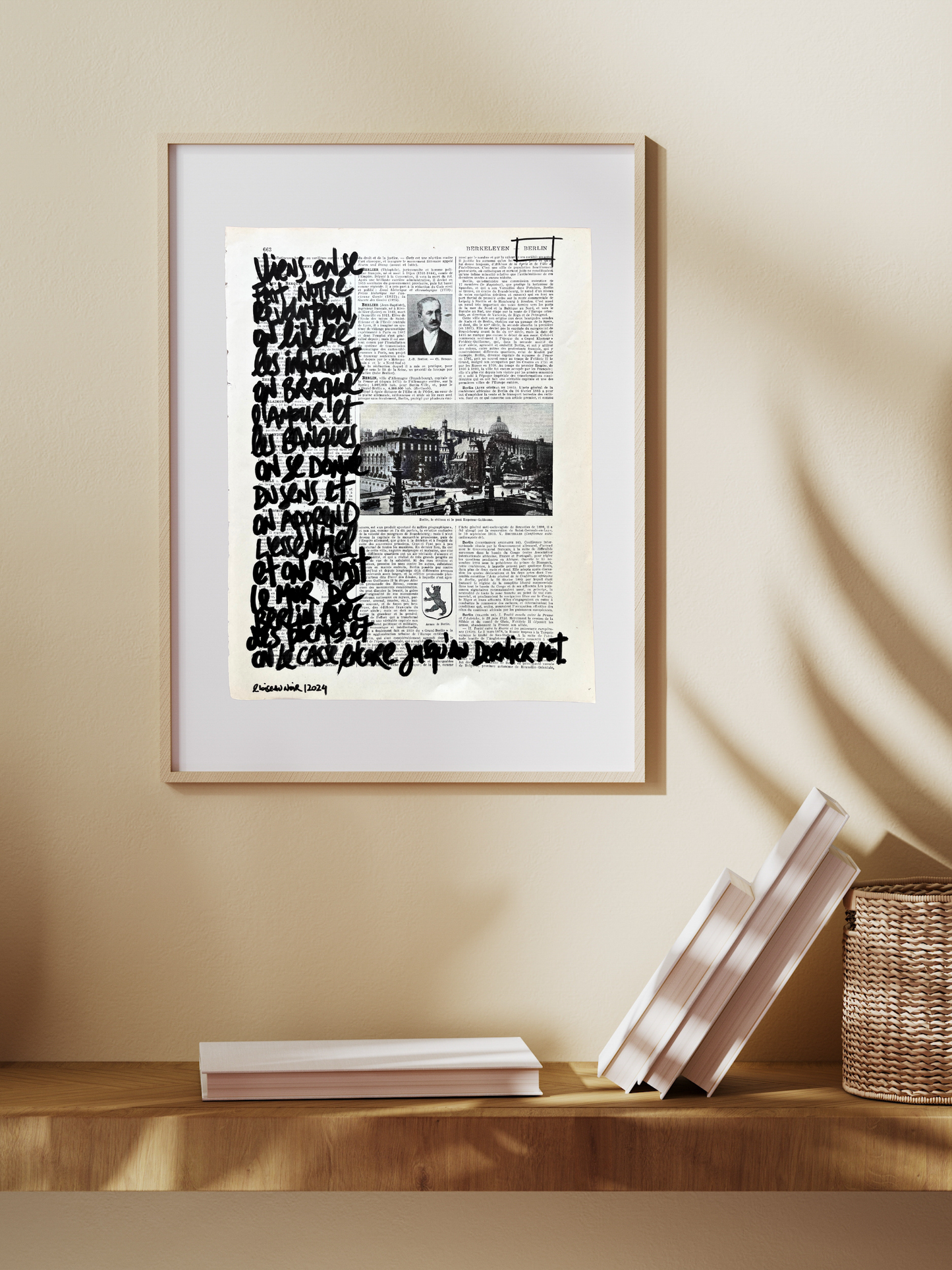 Affiche originale en prose / Cadre "Le mur de Berlin "