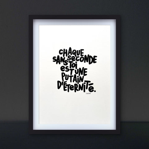 Chaque seconde sans toi I Œuvre originale encadrée de L’oiseau noir 30x42