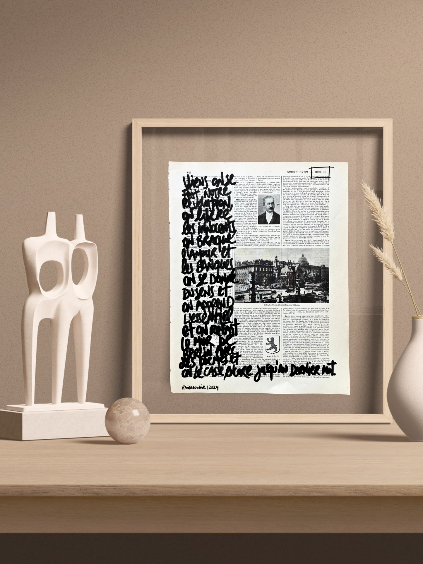 Affiche originale en prose / Cadre "Le mur de Berlin "