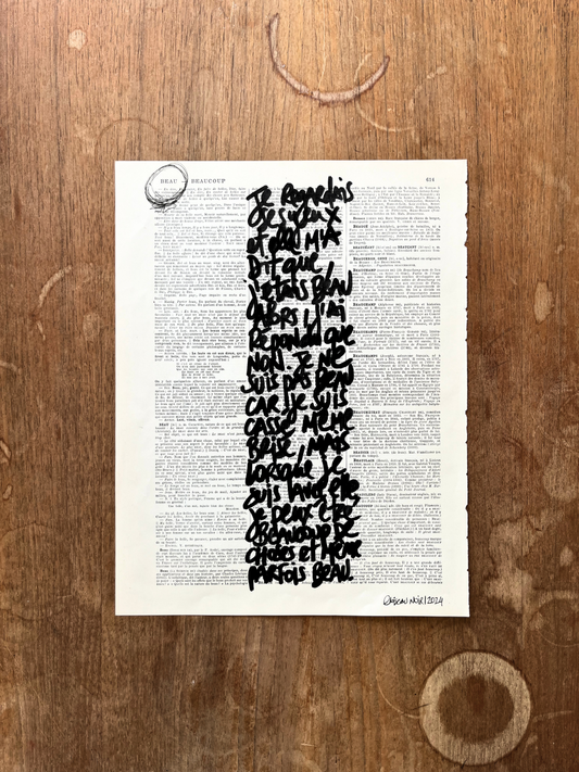 Affiche originale en prose / Cadre "Je ne suis pas beau"