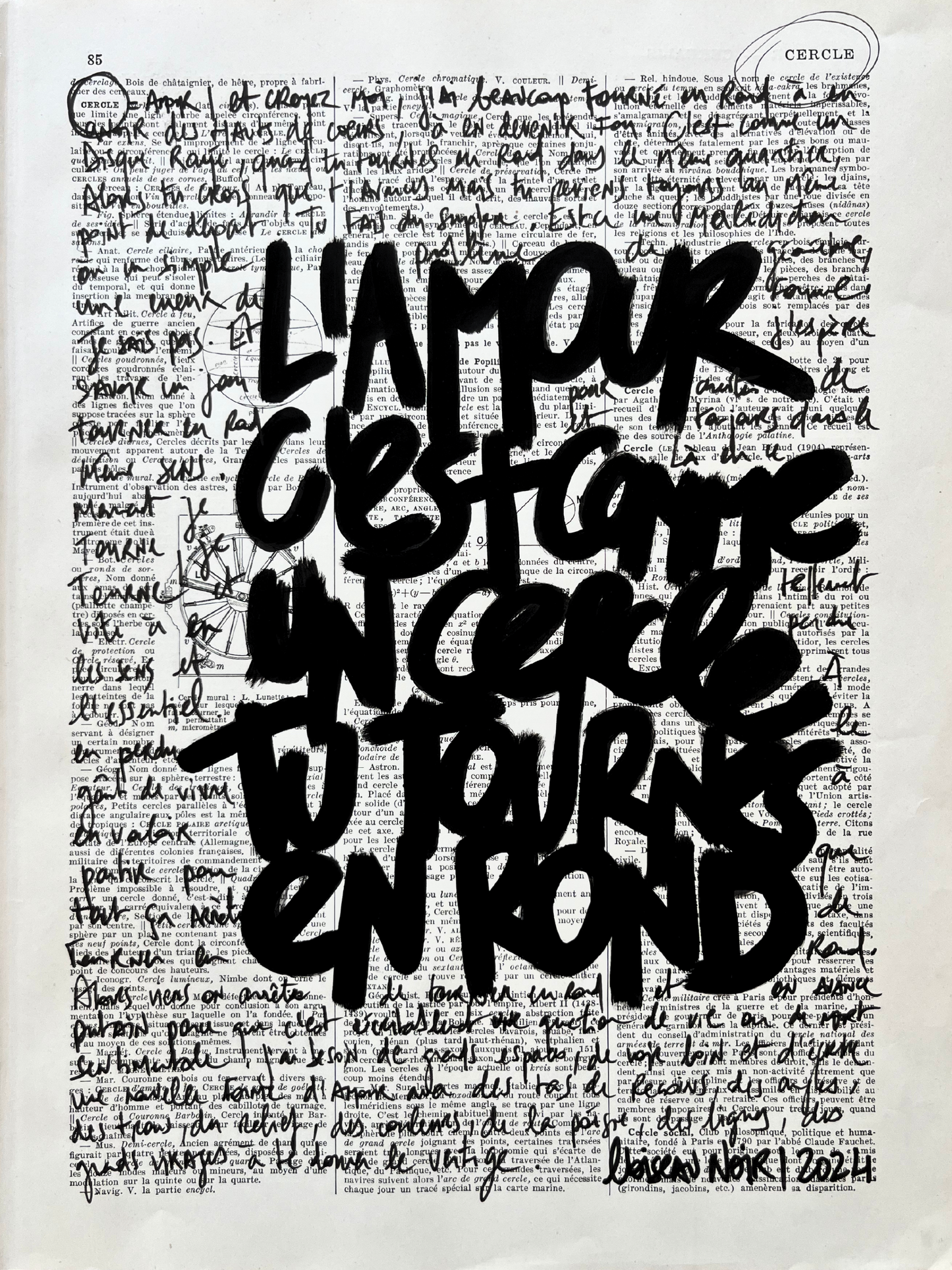 Original poster / Frame "Love is like a circle you go round in circles"