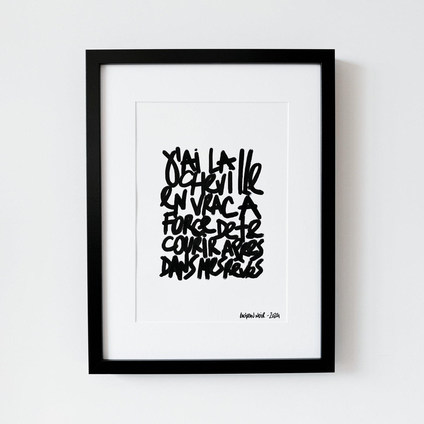 Texte manuscrit "J'ai la cheville en vrac"
