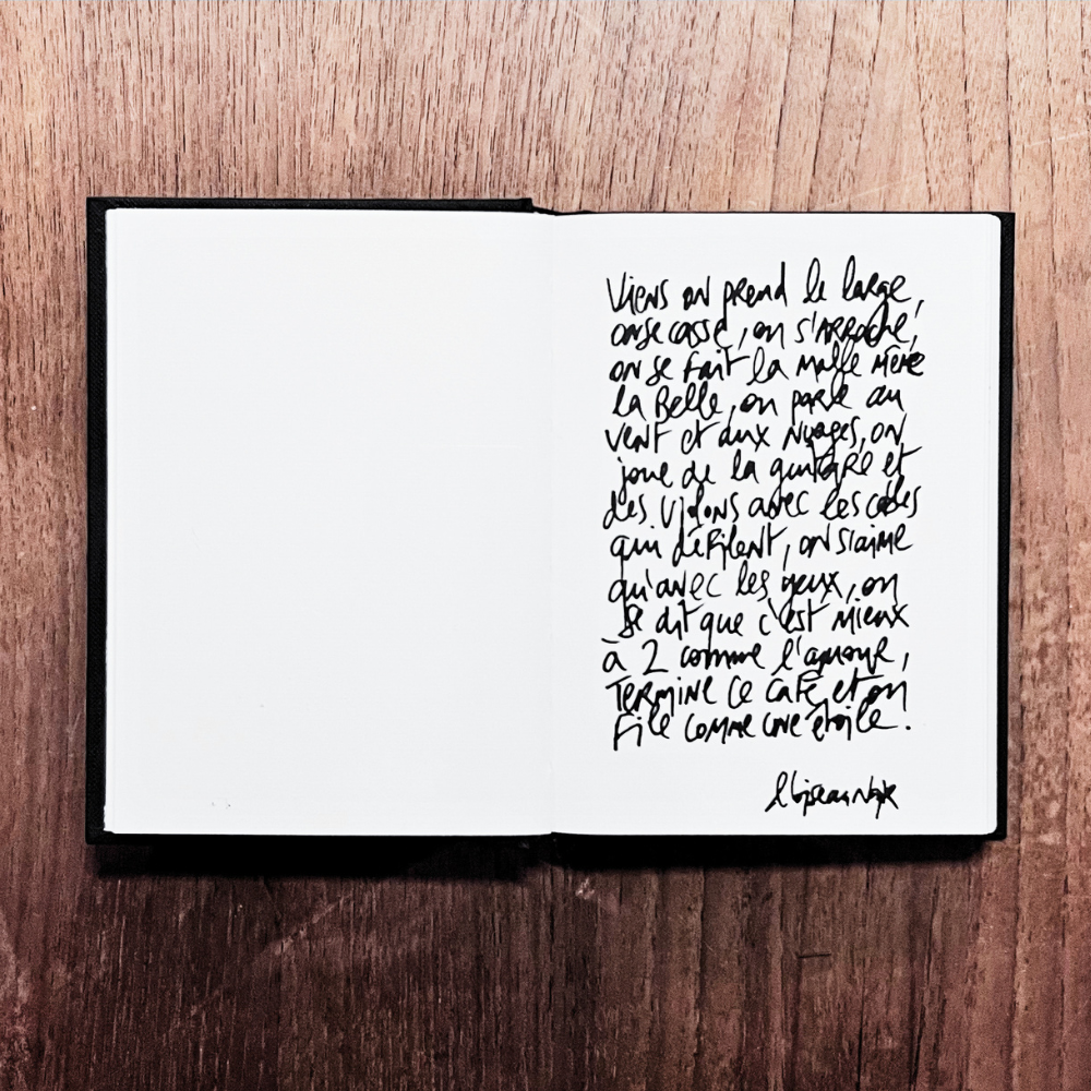 Carnet d'écriture et de croquis personnalisé avec textes originaux de l'artiste