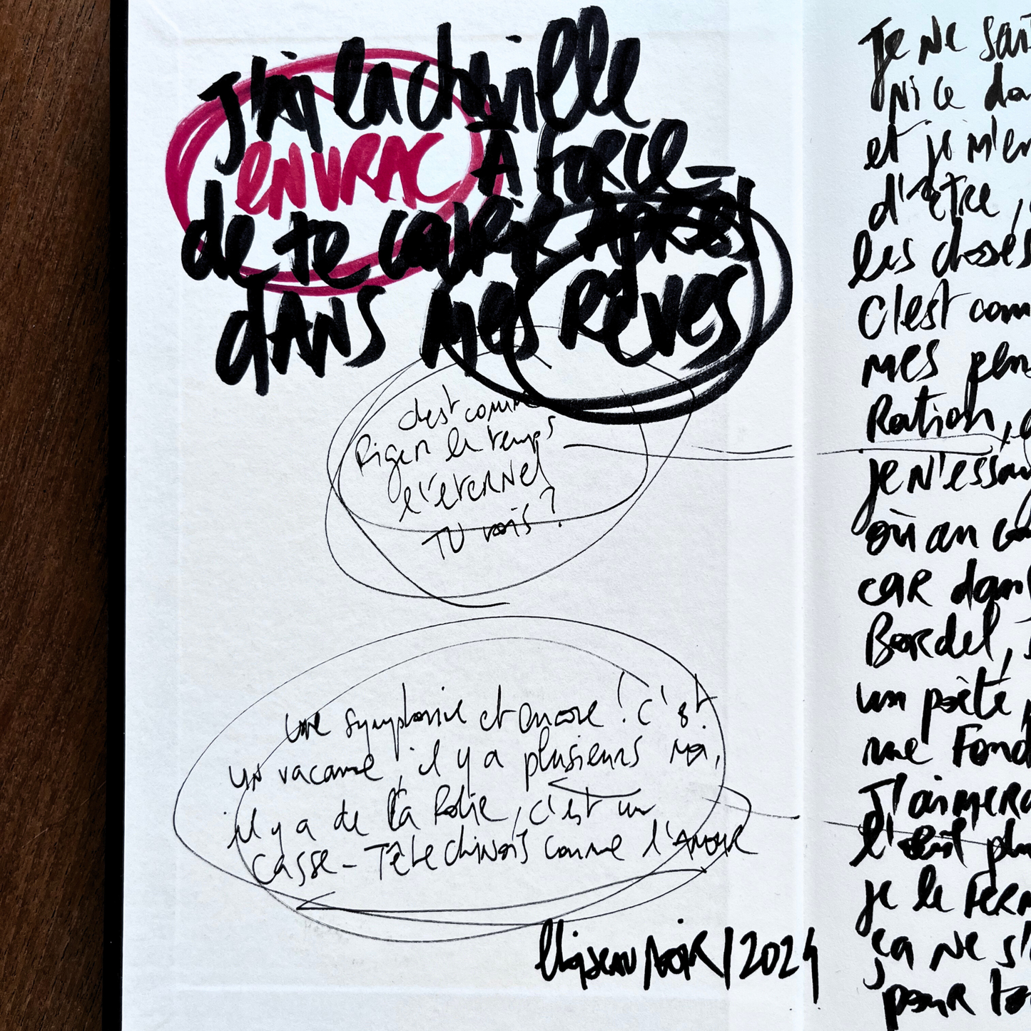 Carnet d'écriture et de croquis personnalisé avec textes originaux de l'artiste