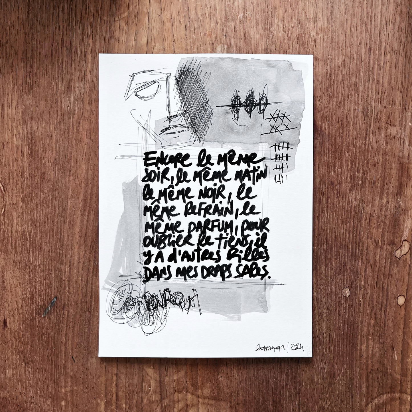 Texte manuscrit "Encore le même soir"