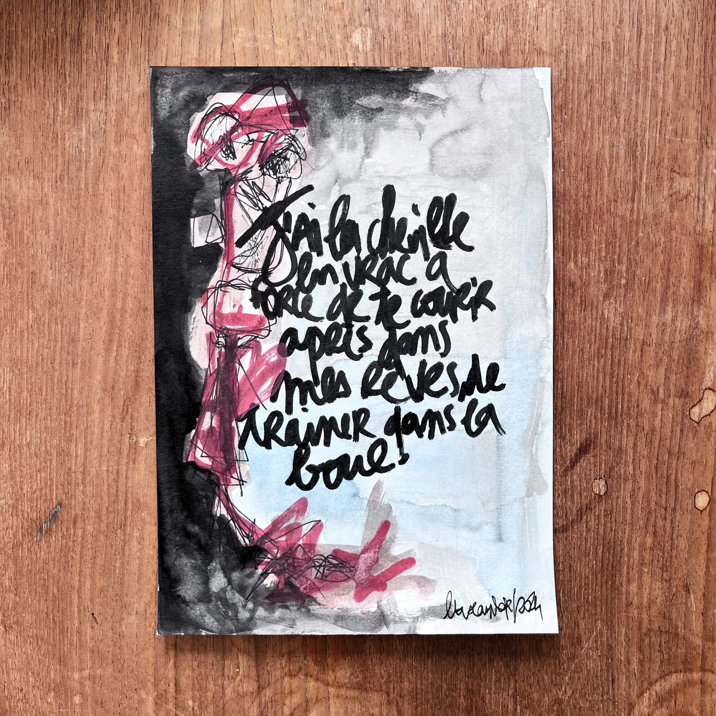 Handwritten text and illustration "My ankle is in a mess"