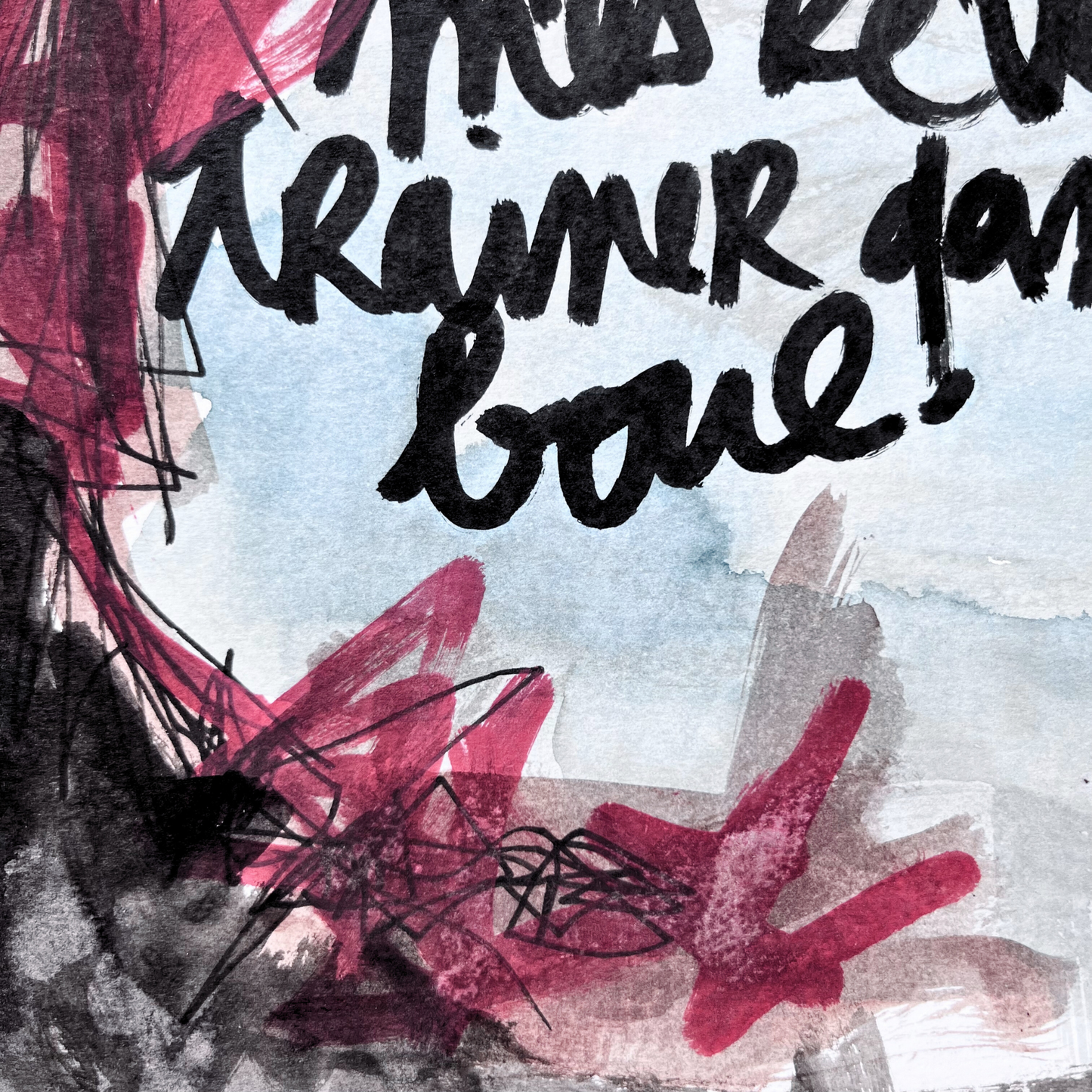 Handwritten text and illustration "My ankle is in a mess"