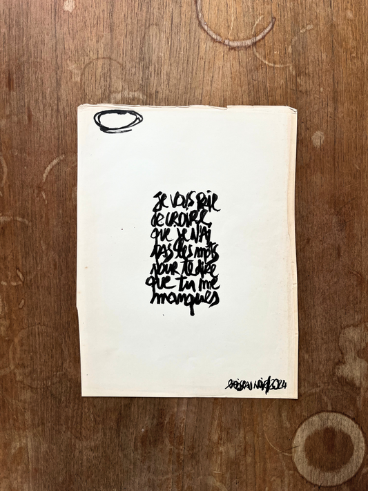 Affiche originale en prose / Cadre "Le manque"