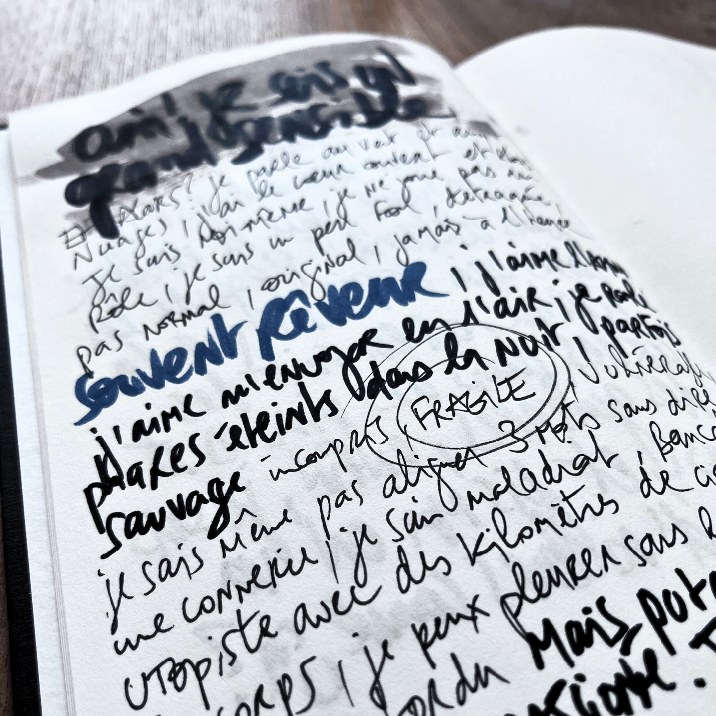 Carnet d'écriture et de croquis personnalisé avec textes originaux de l'artiste