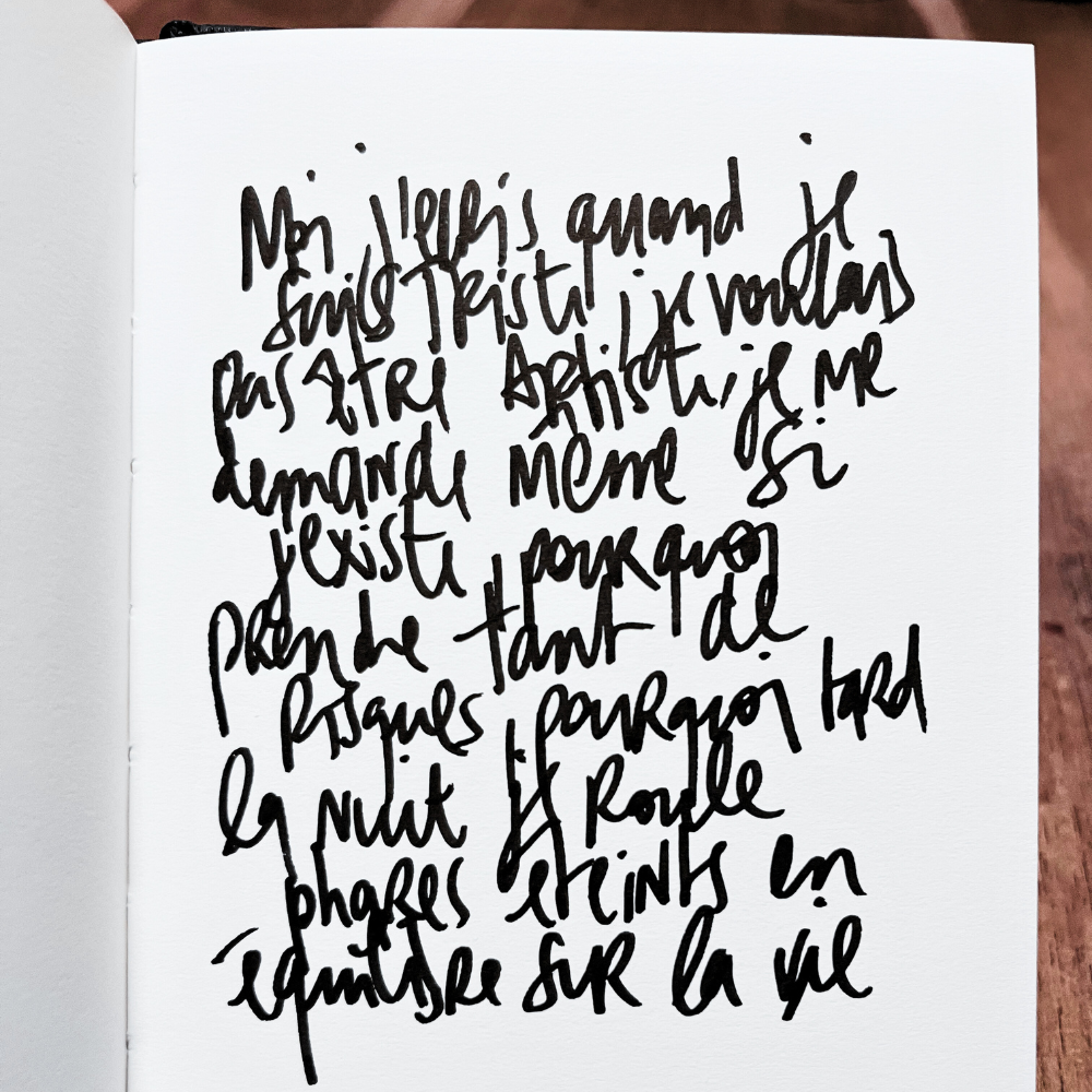 Carnet d'écriture et de croquis personnalisé avec textes originaux de l'artiste