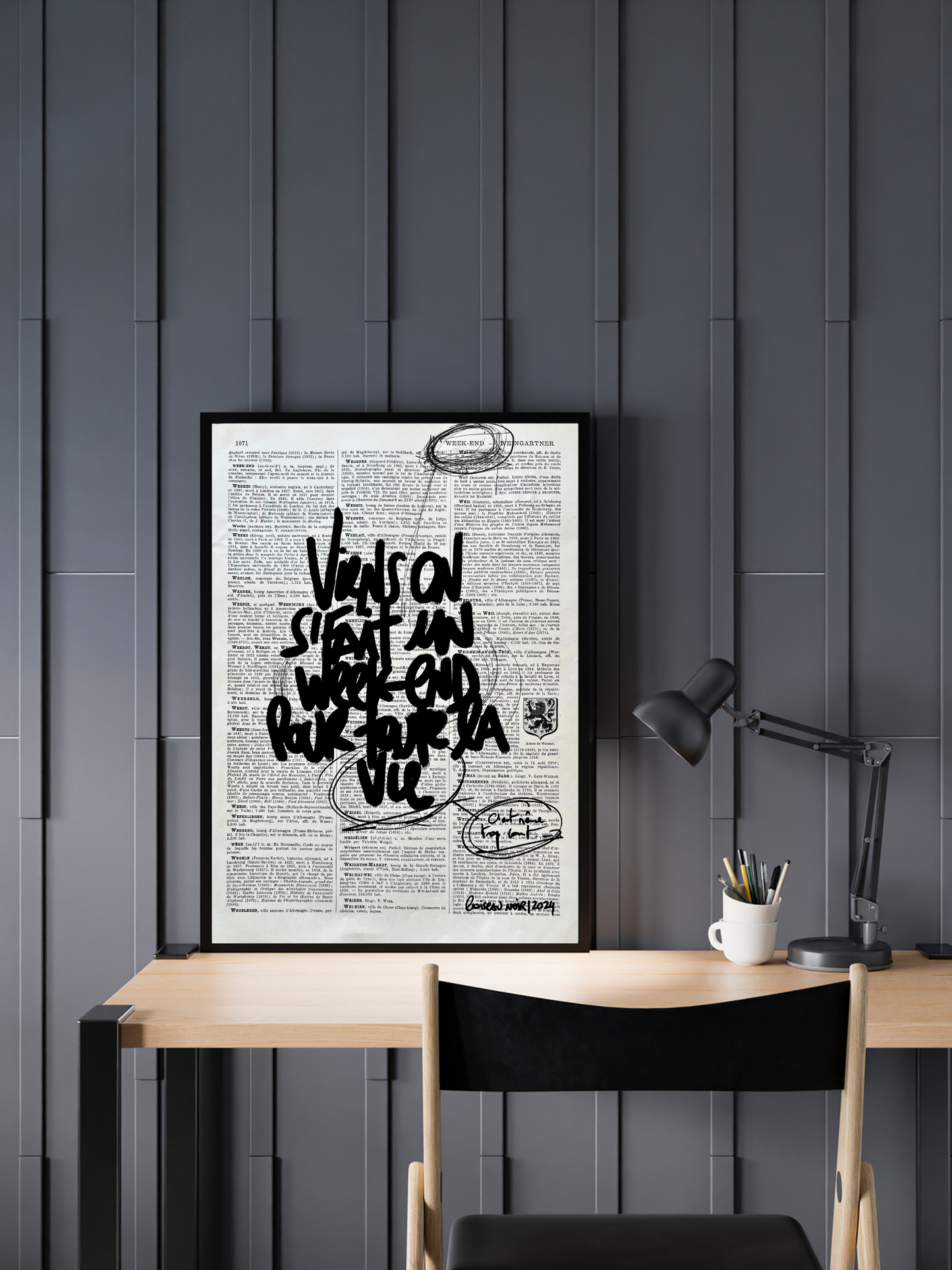 Affiche originale / Cadre "Viens on se fait un week-end pour toute la vie"