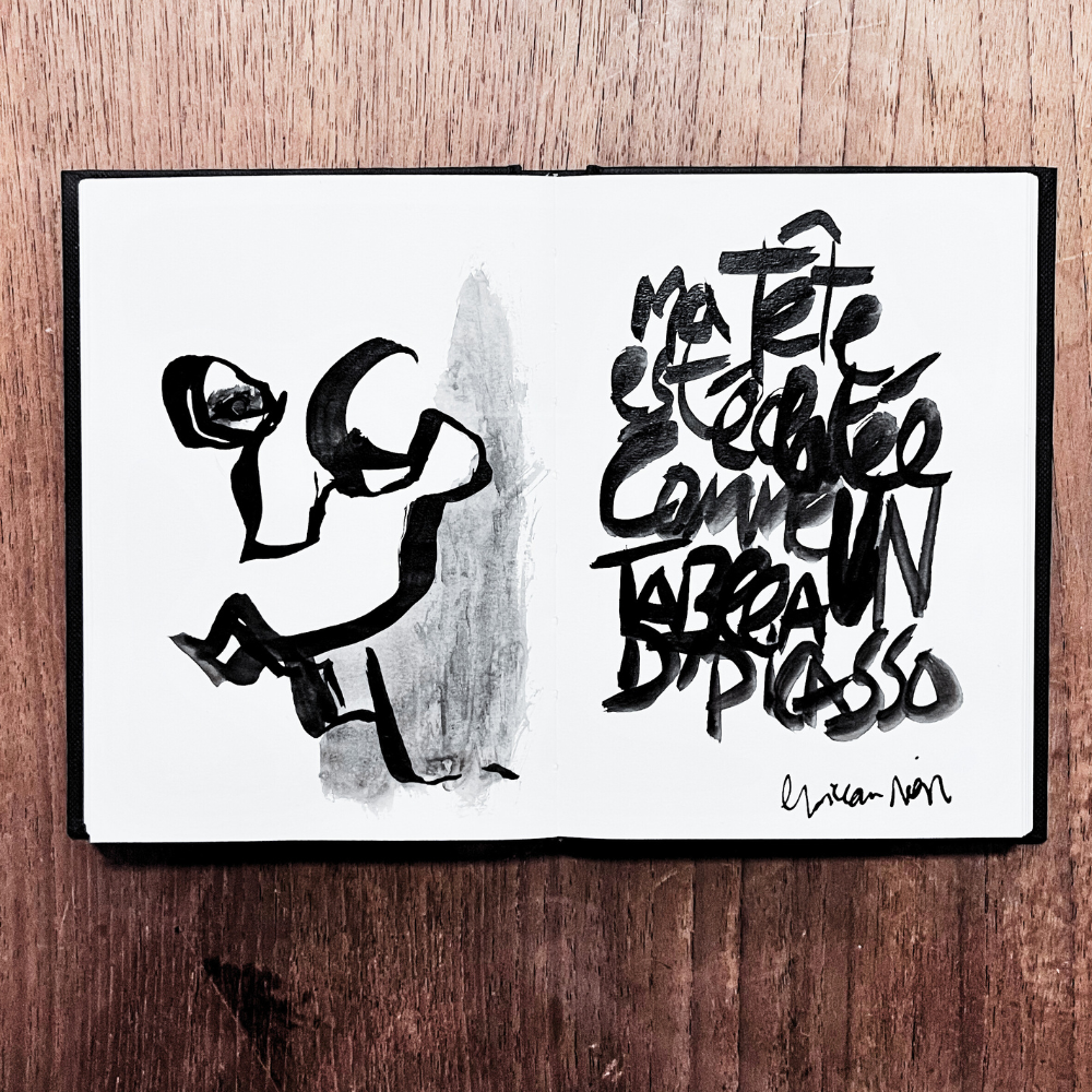 Carnet d'écriture et de croquis personnalisé avec textes originaux de l'artiste