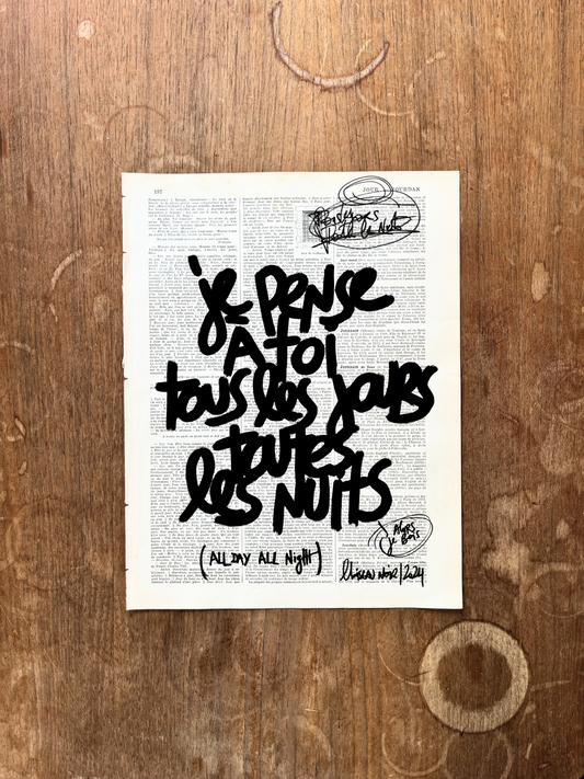 Affiche originale / Cadre "Je pense à toi tous les jours toutes les nuits"