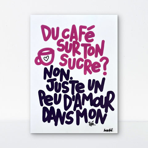 Amour dans mon thé I Œuvre originale de L’oiseau noir 37x48