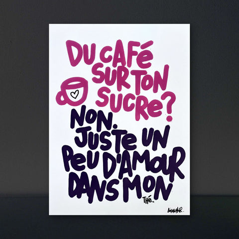 Amour dans mon thé I Œuvre originale de L’oiseau noir 37x48