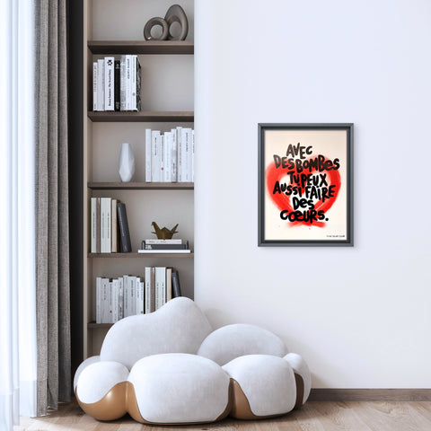 Avec des bombes I Œuvre originale sur toile et caisse américaine de L’oiseau noir 35x45