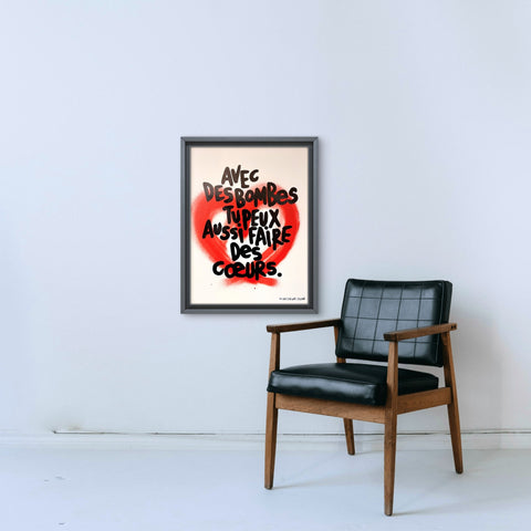 Avec des bombes I Œuvre originale sur toile et caisse américaine de L’oiseau noir 35x45