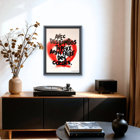 Avec des bombes I Œuvre originale sur toile et caisse américaine de L’oiseau noir 35x45