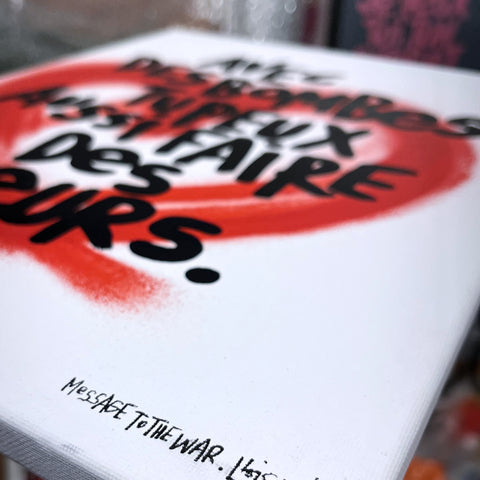 Avec des bombes I Œuvre originale sur toile et caisse américaine de L’oiseau noir 35x45