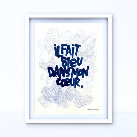 Bleu I Œuvre originale de L’oiseau noir 46x61