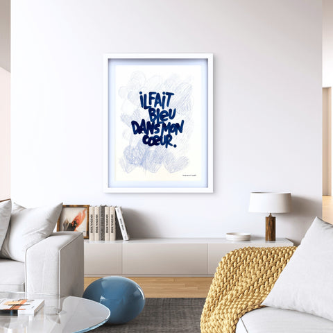 Bleu I Œuvre originale de L’oiseau noir 46x61