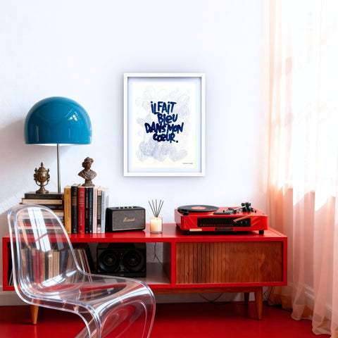 Bleu I Œuvre originale de L’oiseau noir 46x61