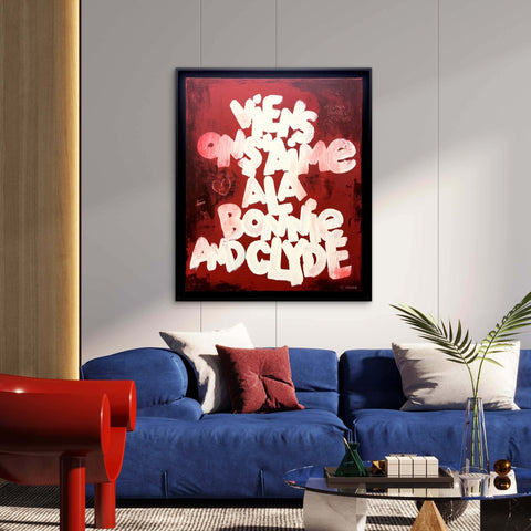 BONNIE AND CLYDE I Œuvre originale sur toile de L’oiseau noir 60x80