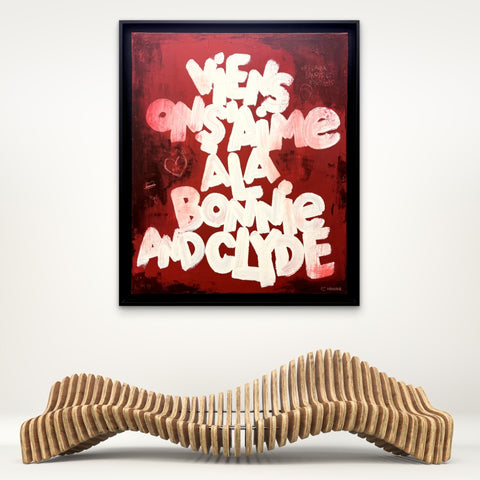 BONNIE AND CLYDE I Œuvre originale sur toile de L’oiseau noir 60x80