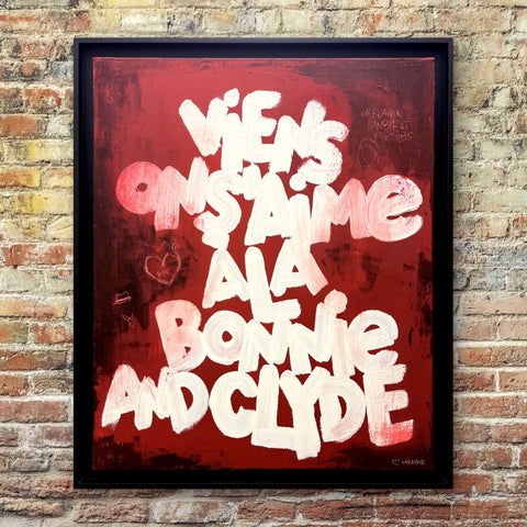 BONNIE AND CLYDE I Œuvre originale sur toile de L’oiseau noir 60x80