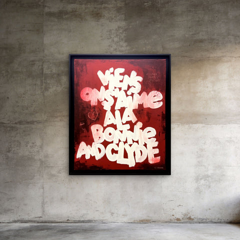 BONNIE AND CLYDE I Œuvre originale sur toile de L’oiseau noir 60x80