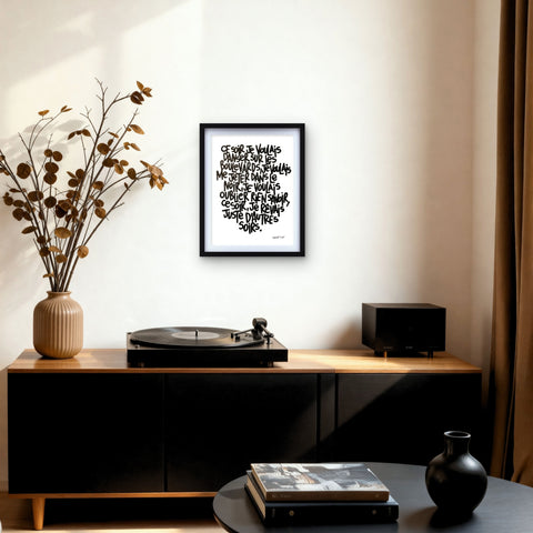 Ce soir I Œuvre originale encadrée de L’oiseau noir 30x42