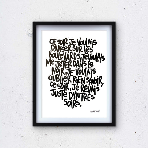 Ce soir I Œuvre originale encadrée de L’oiseau noir 30x42