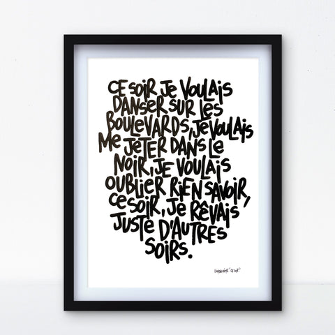 Ce soir I Œuvre originale encadrée de L’oiseau noir 30x42